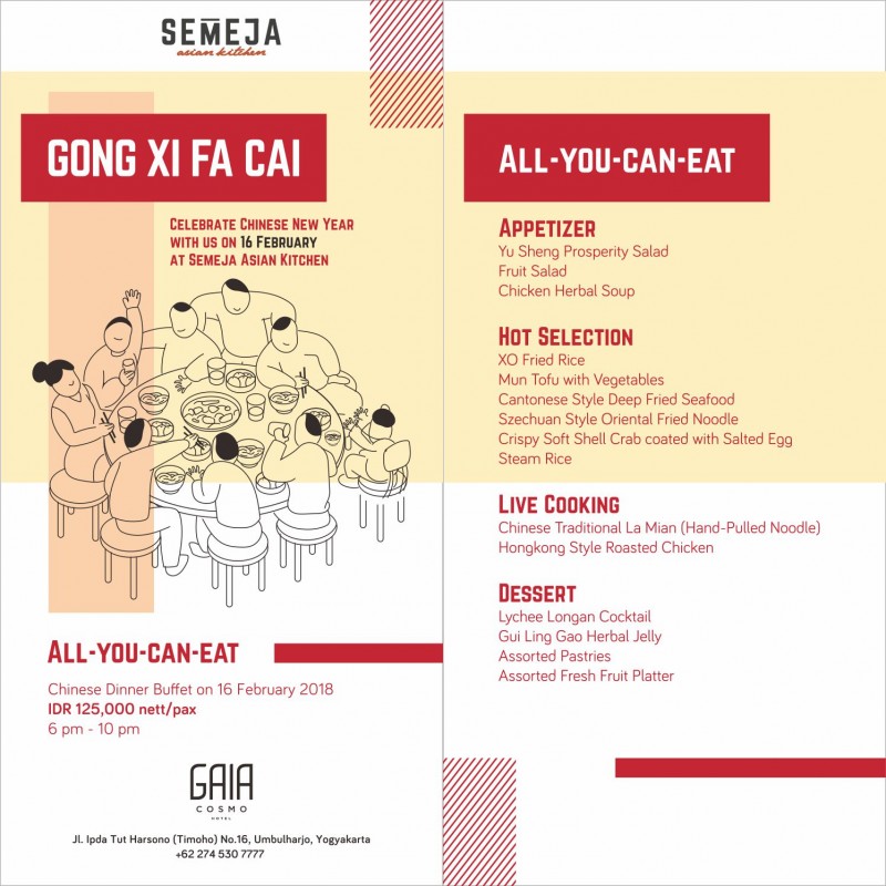 Rayakan Tahun Baru Imlek dengan Makan Malam Prasmanan Oriental di GAIA Cosmo Hotel